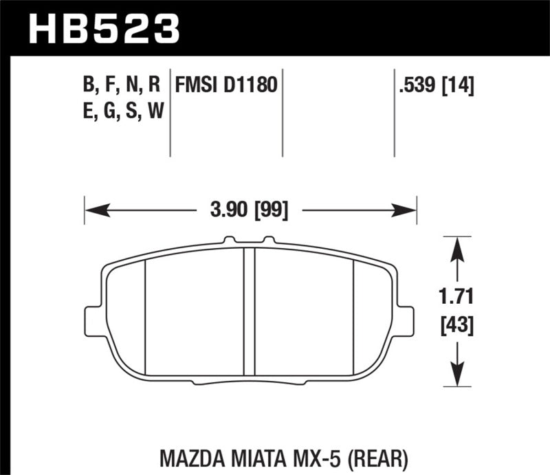 Hawk Performance ER-1 Rear Brake Pads - HB523D.539 Hawk Performance