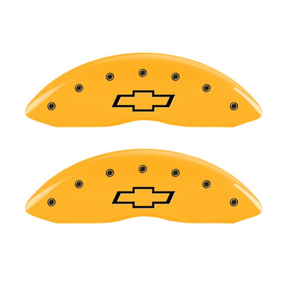 MGP Front set 2 Caliper Covers Engraved Front Bowtie Yellow finish black ch MGP