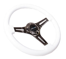 Load image into Gallery viewer, NRG Classic Wood Grain Steering Wheel 350mm Black 3-Spokes White Paint Grip - eliteracefab.com