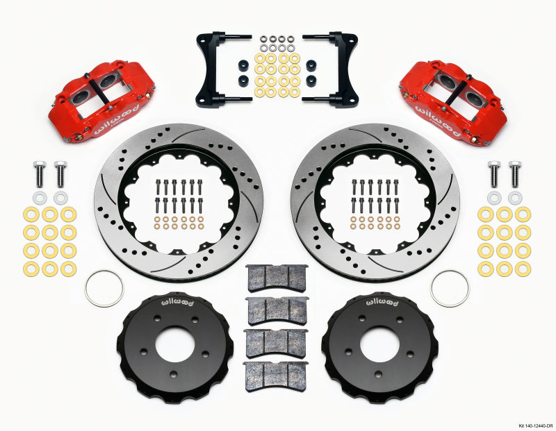 Wilwood Narrow Superlite 4R Front Hat Kit 14.00in Drill Red 2007-Up Jeep Wrangler - eliteracefab.com