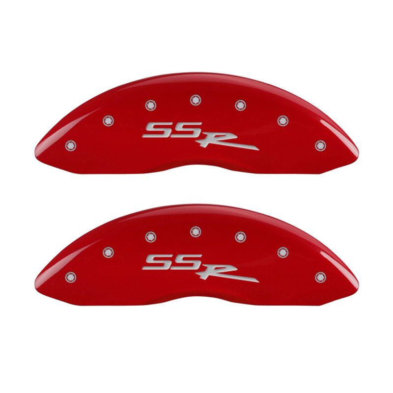 MGP 4 Caliper Covers Engraved Front & Rear SSR Red finish silver ch - eliteracefab.com
