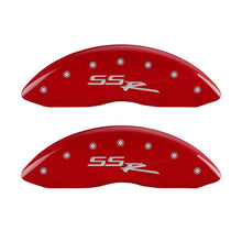 Load image into Gallery viewer, MGP 4 Caliper Covers Engraved Front &amp; Rear SSR Red finish silver ch - eliteracefab.com