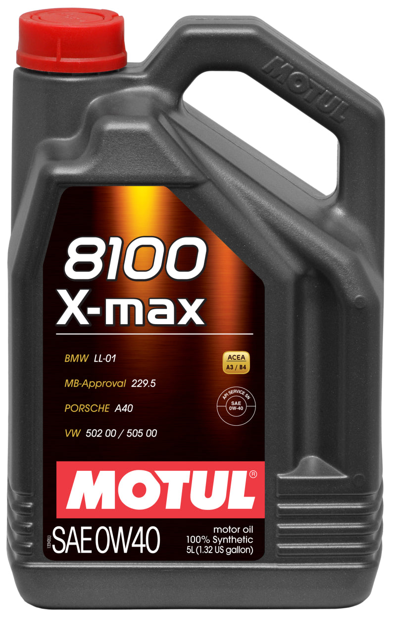 Motul 5L Synthetic Engine Oil 8100 0W40 X-MAX - Porsche A40 - eliteracefab.com