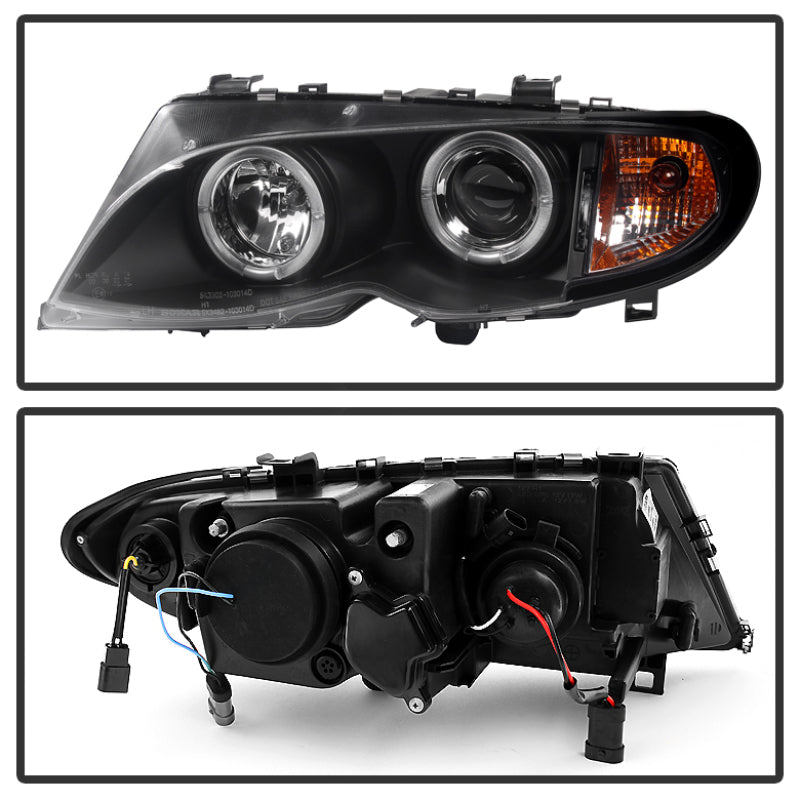 Spyder BMW E46 3-Series 02-05 4DR Projector Headlights 1PC LED Halo Blk PRO-YD-BMWE4602-4D-AM-BK - eliteracefab.com