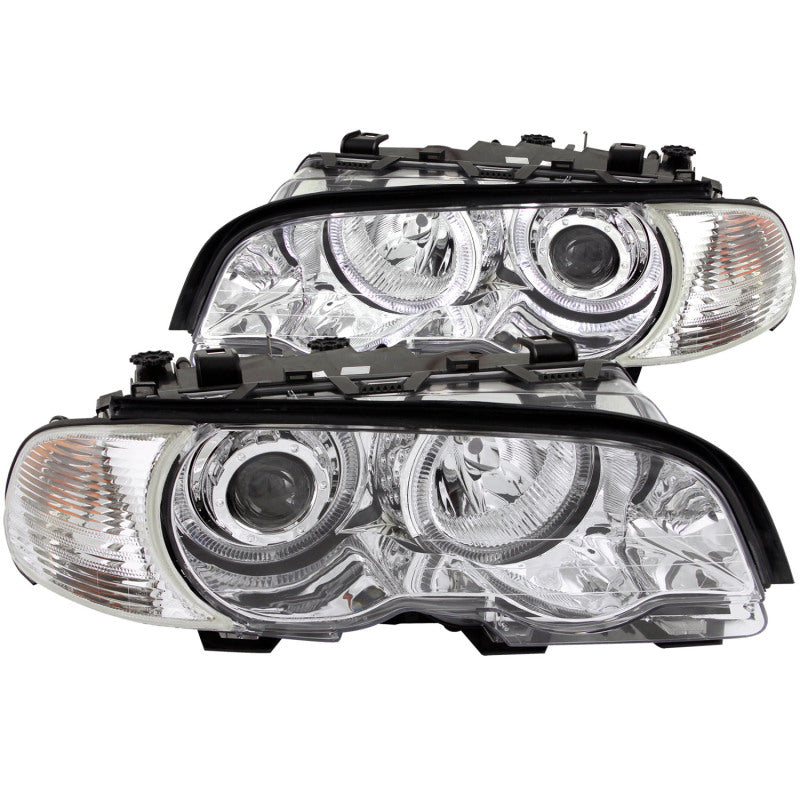 ANZO USA Bmw 3 Series E46 2dr-Non Xenon Models Projector Headlights W/ Halo Chrome; 2000-2003 - eliteracefab.com