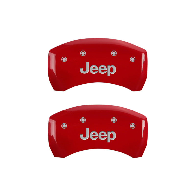 MGP 4 Caliper Covers Engraved Front & Rear JEEP Red finish silver ch - eliteracefab.com