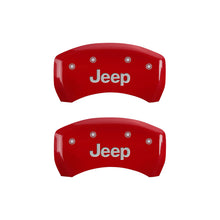 Load image into Gallery viewer, MGP 4 Caliper Covers Engraved Front &amp; Rear JEEP Red finish silver ch - eliteracefab.com