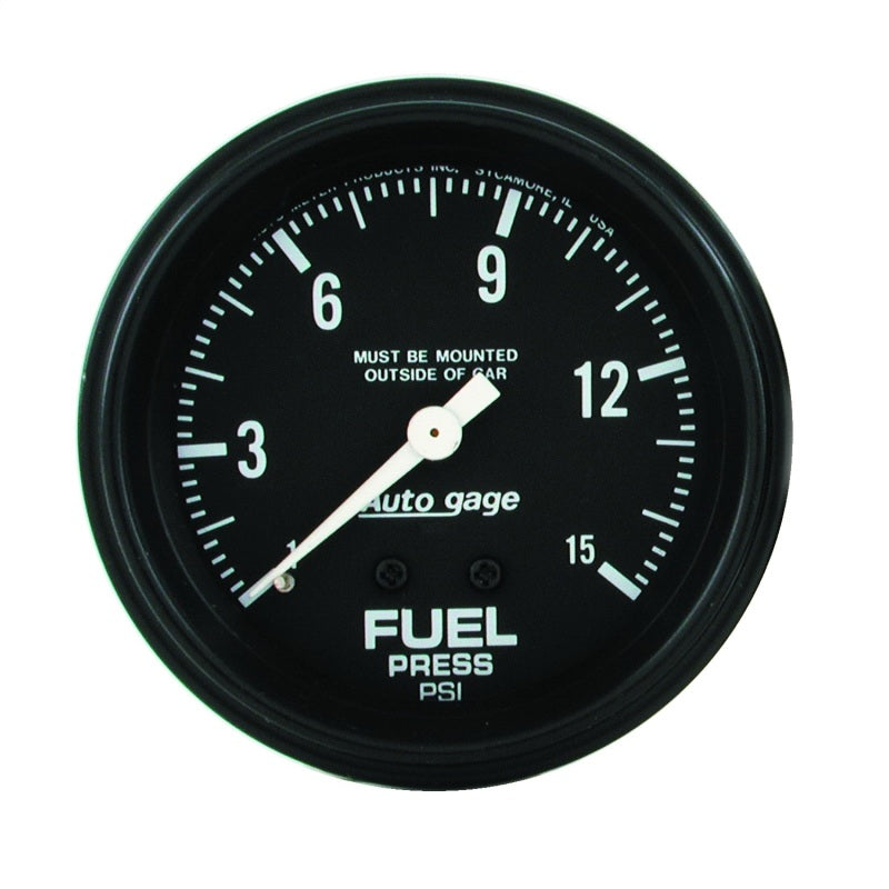 AutoMeter Gauge Fuel Pressure 2-5/8in. 0-15PSI Mechanical Black Autogage 2311