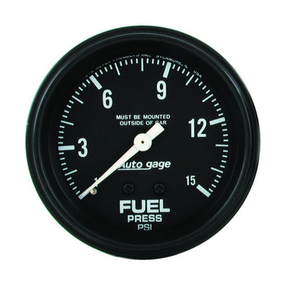 AutoMeter Gauge Fuel Pressure 2-5/8in. 0-15PSI Mechanical Black Autogage 2311