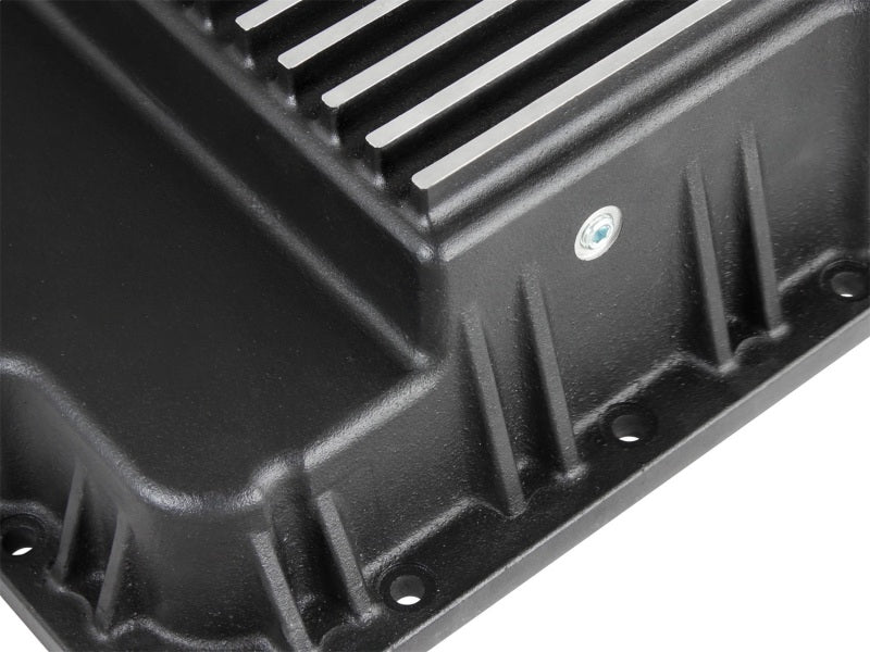 aFe POWER Pro Series Transmission Pan Black w/ Machined Fins for 99-16 Silverado / Suburban / Tahoe / Sierra / Yukon - 46-70242