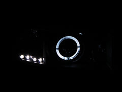 ANZO USA Dodge Ram Projector Headlights W/ Halo Black; 1994-2001 - eliteracefab.com