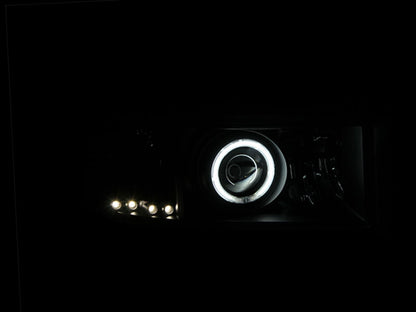 ANZO USA Dodge Ram W/O Sport Package Projector Headlights W/ Halo Black; 1994-2001 - eliteracefab.com