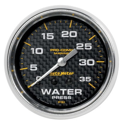 Autometer Marine Carbon Fiber Mechanical 2-5/8in 0-35PSI Water Pressure Gage 200773-40