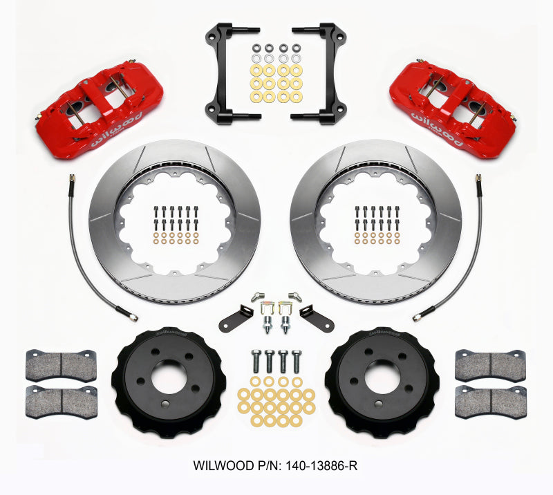 Wilwood AERO6 Front Hat Kit 14.00 Red 2015-Up Mustang w/Lines Wilwood