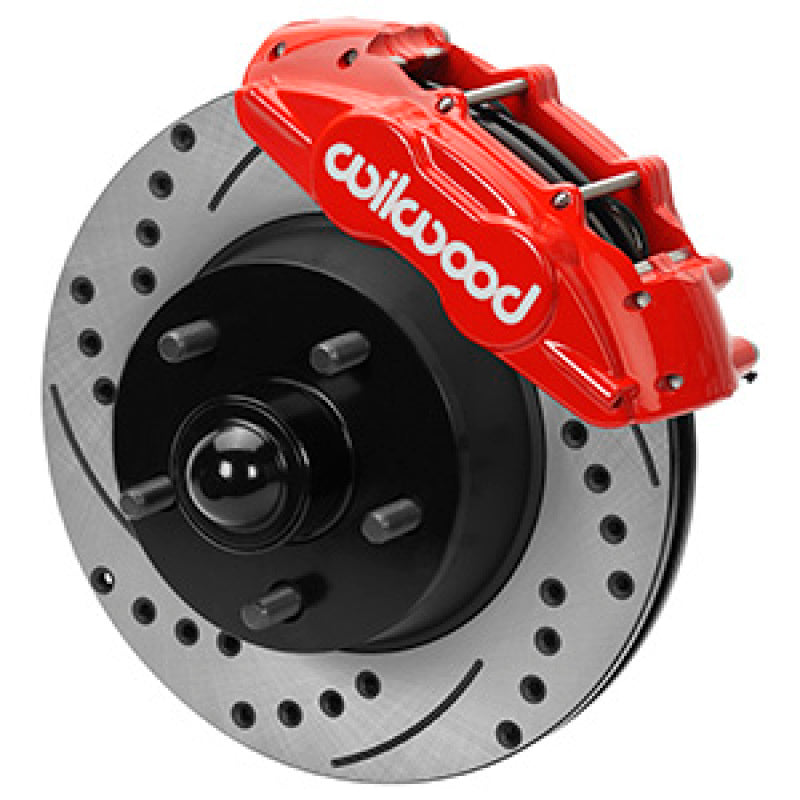 Wilwood 65-67 Ford Mustang D11 11.29 in. Brake Kit w/ Flex Lines - Drilled Rotors (Red) Wilwood