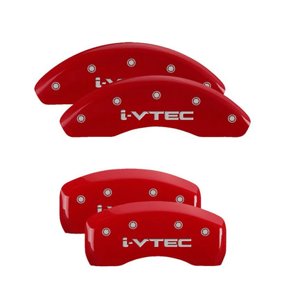 MGP 4 Caliper Covers Engraved Front & Rear 06-09 Pontiac Solstice Red Finish Silver Pontiac Logo MGP