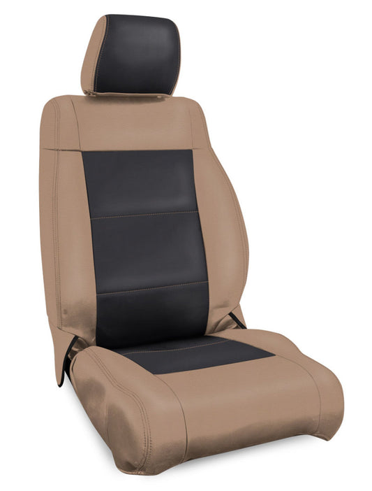 PRP 07-10 Jeep Wrangler JK Front Seat Covers/2 door or 4 door (Pair) - Black/Tan B016-04