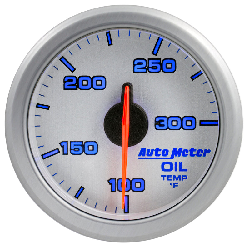 Autometer Airdrive 2-1/6in Oil Temp Gauge 100-300 Degrees F - Silver 9140-UL