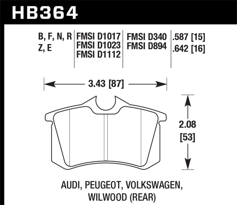 Hawk 89-92 VW Golf GTi / GLS Turbo/ GLX ( VR6) / 1.8 Turbo / VR6 / 00-06 Audi TT HPS Street Rear Bra - eliteracefab.com