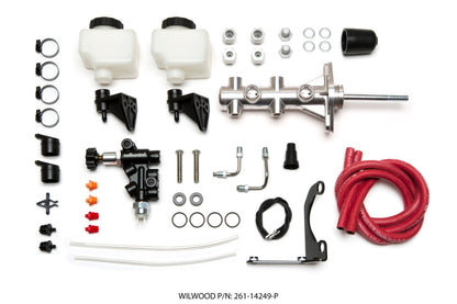 Wilwood Tandem Remote M/C Kit w L/H Brkt & Prop Valve - 7/8in Bore Ball Burnished-W/Pushrod Wilwood