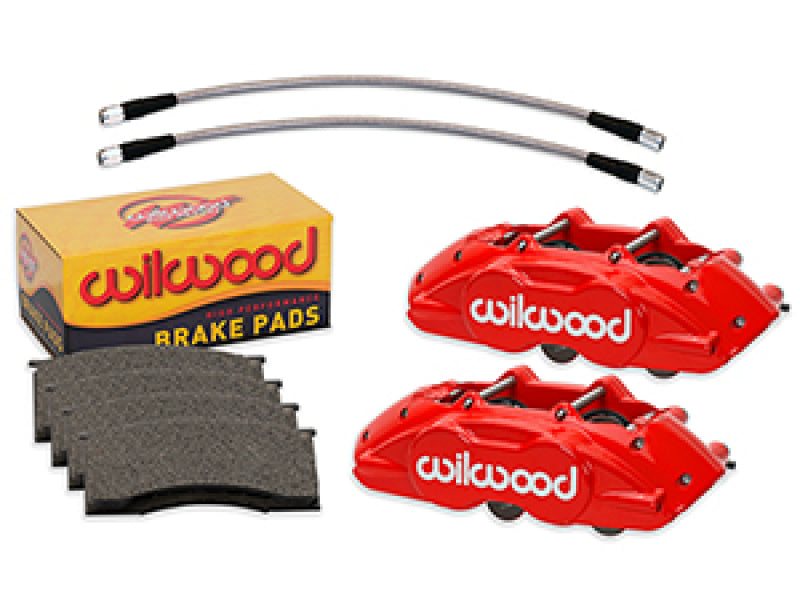 Wilwood 65-67 Ford Mustang D11 Calipers w/Pads and Lines - Red Wilwood