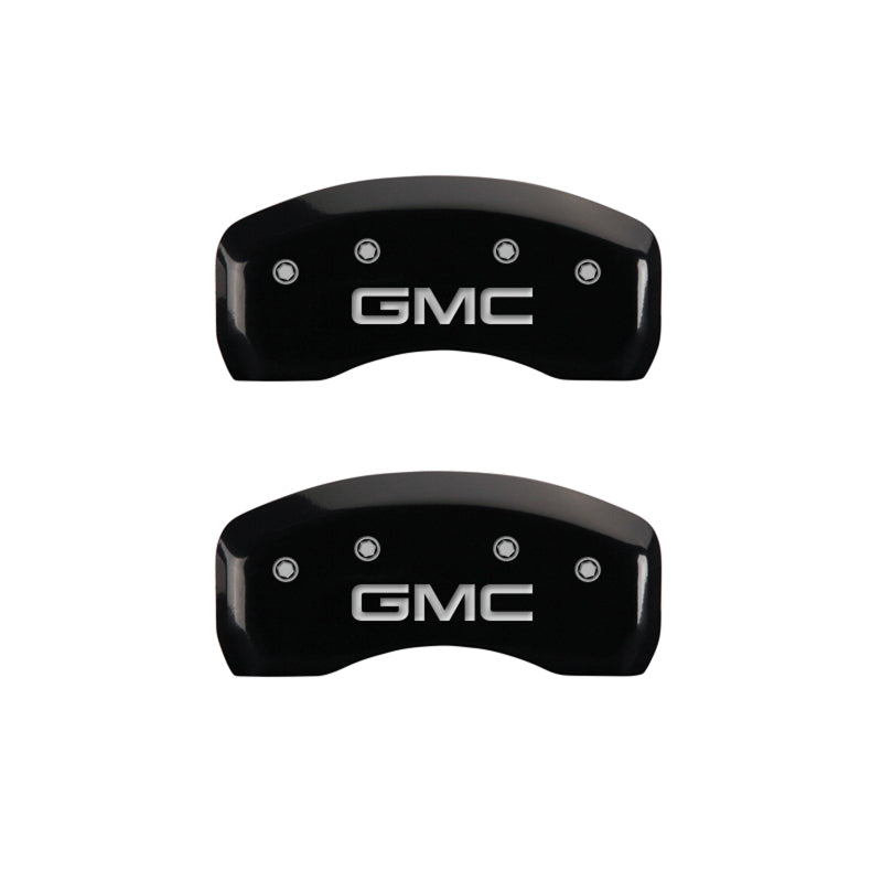 MGP 4 Caliper Covers Engraved Front & Rear GMC Black finish silver ch MGP