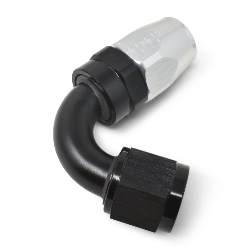 Russell Performance -6 AN Black/Silver 120 Degree Tight Radius Full Flow Swivel Hose End