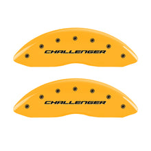 Load image into Gallery viewer, MGP 4 Caliper Covers Engrvd Front Block/Challenger Engrvd Rear Vintage Style/RT Yellow fnsh Blk ch MGP