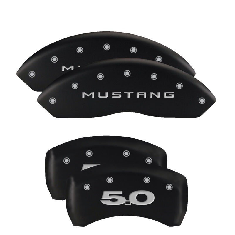 MGP 4 Caliper Covers Engraved Front 2015/Mustang Engraved Rear 2015/Bar & Pony Black fnsh silver ch MGP