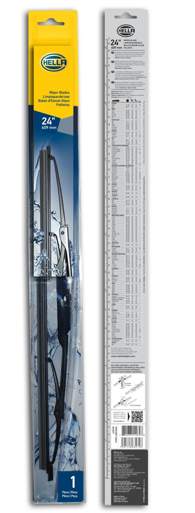 Hella Standard Wiper Blade 24in - Single - eliteracefab.com