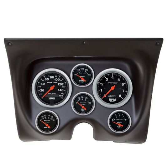 Autometer Sport-Comp 67-68 Camaro/Firebird Dash Kit 6pc Tach / MPH / Fuel / Oil / WTMP / Volt 7020-SC