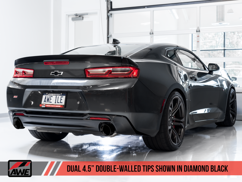 AWE Tuning 16-19 Chevrolet Camaro SS Axle-back Exhaust - Touring Edition (Diamond Black Tips) - eliteracefab.com