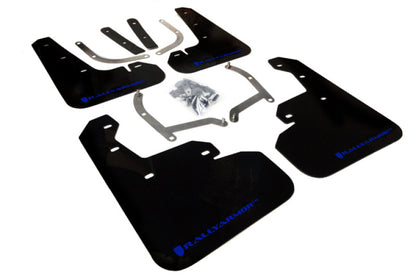 Rally Armor UR Mudflaps Black Urethane Blue Logo 2017-2019 Impreza - eliteracefab.com