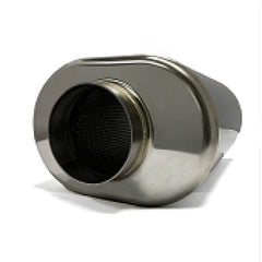 Stainless Bros 3.5in x 12.0in OAL SS304 Oval Muffler - Polished - eliteracefab.com