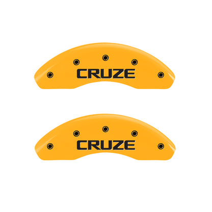MGP 4 Caliper Covers Engraved Front & Rear Cruze Yellow Finish Black Char 2016 Chevrolet Cruze MGP
