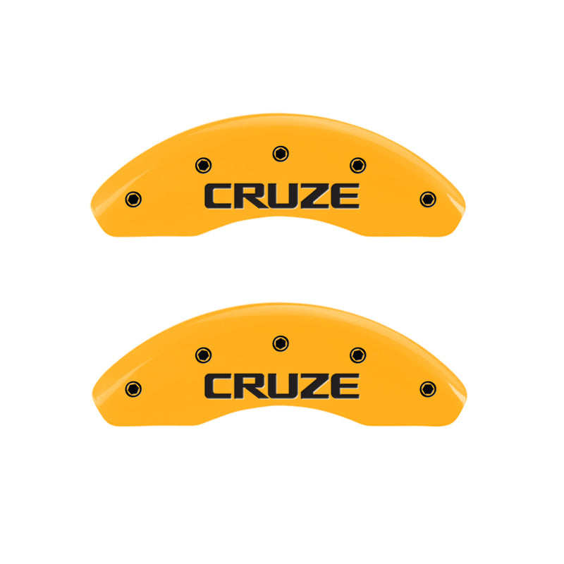 MGP 4 Caliper Covers Engraved Front & Rear Cruze Yellow Finish Black Char 2016 Chevrolet Cruze MGP