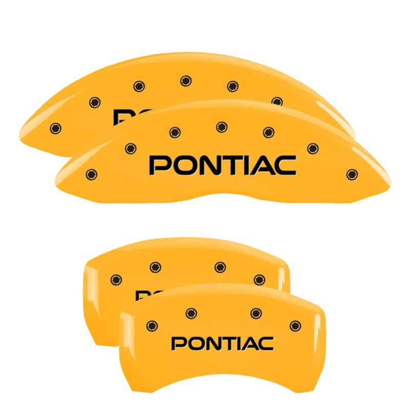 MGP 4 Caliper Covers Engraved Front & Rear Pontiac Yellow Finish Black Char 2001 Pontiac Firebird MGP