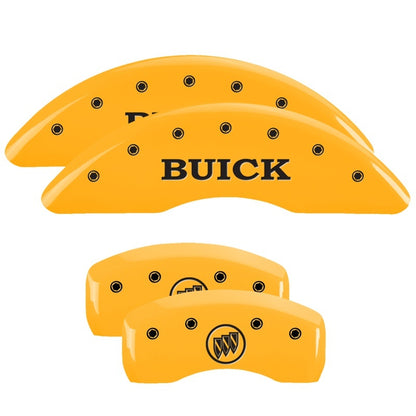 MGP 4 Caliper Covers Engraved Front Buick Engraved Rear Buick Shield Yellow finish black ch MGP