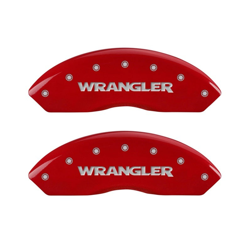MGP Front set 2 Caliper Covers Engraved Front WRANGLER Red finish silver ch MGP