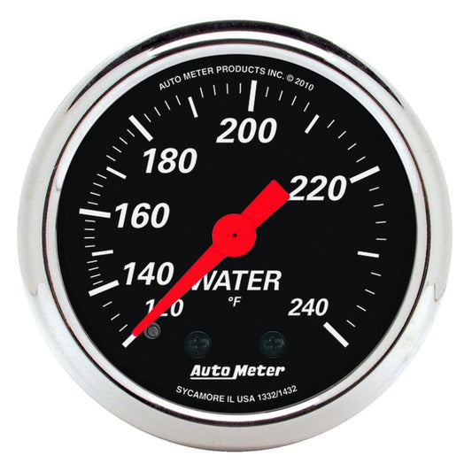 Autometer Designer Black 2 1/16in 120-240 Deg F Mechanical Water Temp Gauge 1432