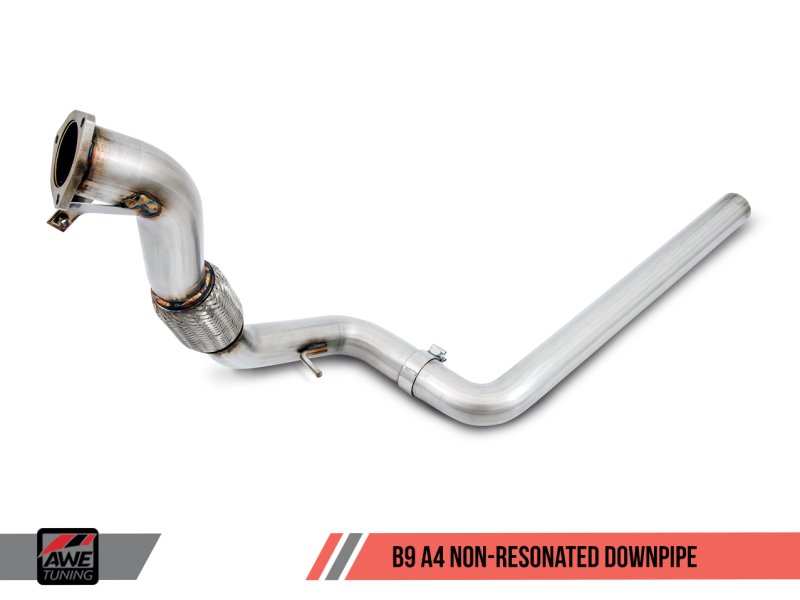 AWE Tuning Audi B9 A4 Track Edition Exhaust Dual Outlet - Diamond Black Tips (Includes DP) - eliteracefab.com