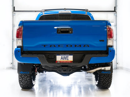 AWE 16-22 Toyota Tacoma 0FG Catback Exhaust w/ BashGuard - Dual Diamond Black Tips - eliteracefab.com