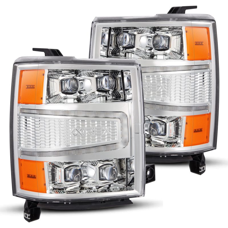 AlphaRex 880240 04-15 Chevy 1500HD NOVA-Series LED Proj Headlights Chrome w/Activ Light/Seq Signal & SB DRL