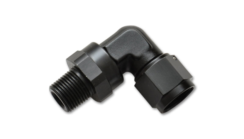 Vibrant Performance -4AN Female to 1/4inNPT Male Swivel 90 Degree Adapter Fitting, AN/NPT/ORB Performance Fluid Plumbing - Part 11382