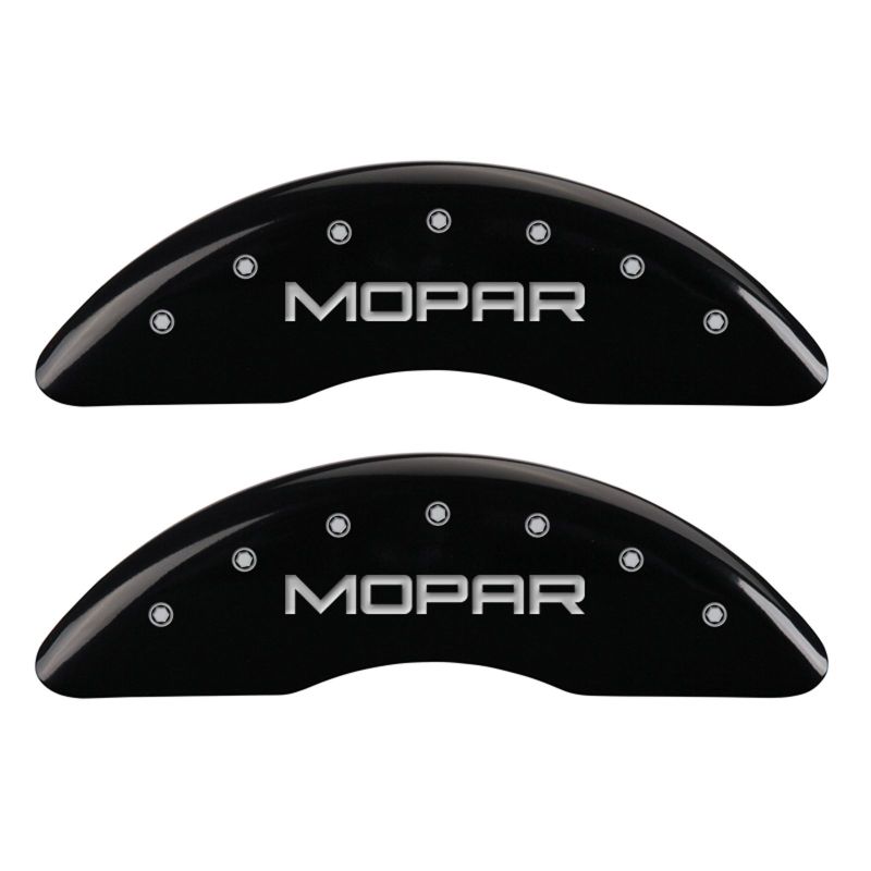 MGP 4 Caliper Covers Engraved Front & Rear MOPAR Black finish silver ch MGP