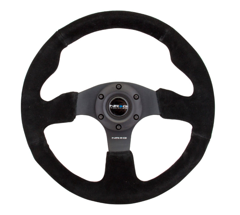 NRG Reinforced Steering Wheel 320mm Suede Steering Wheel Black Stitch - eliteracefab.com