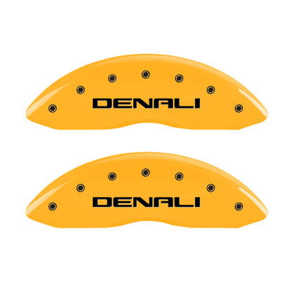 MGP 4 Caliper Covers Engraved Front & Rear Denali Yellow Finish Black Char 2009 GMC Savana 1500 MGP