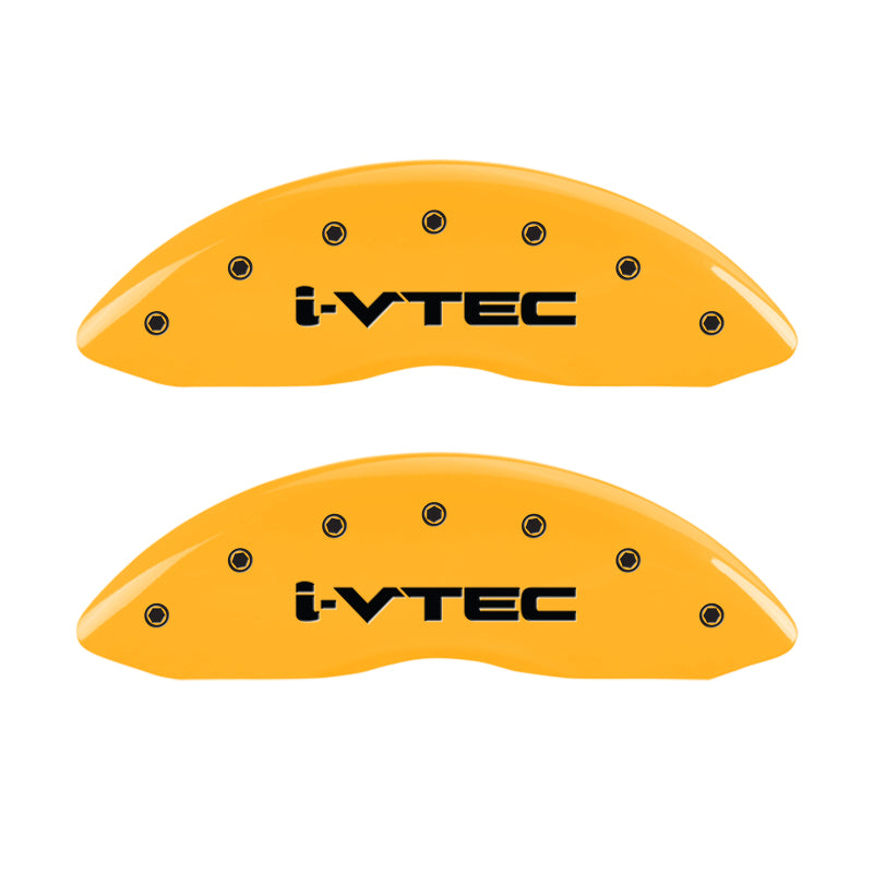 MGP 4 Caliper Covers Engraved Front & Rear i-Vtec Yellow finish black ch MGP