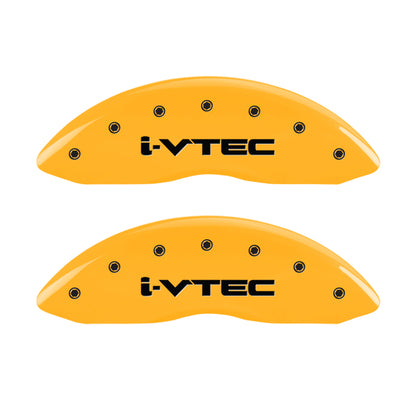 MGP 4 Caliper Covers Engraved Front & Rear i-Vtec Yellow finish black ch MGP