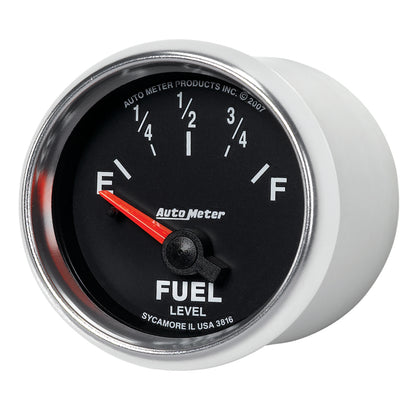 AutoMeter Gauge Fuel Level 2-1/16in. 240 Ohm(e) to 33 Ohm(f) Elec Gs 3816